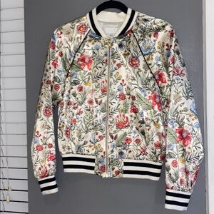 MOTHER Floral Jacket with Striped Accents